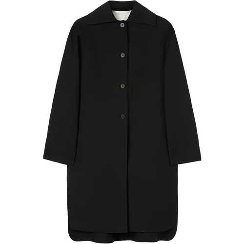 Cotton Coat Spread Collar Italy , female, Sizes: M, L - Jil Sander - Modalova