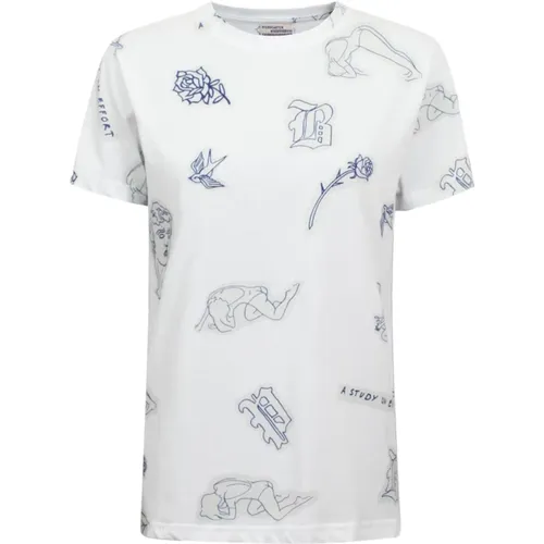 Signature Tattoo Print Baumwoll T-Shirt , Damen, Größe: S - BAUM UND PFERDGARTEN - Modalova