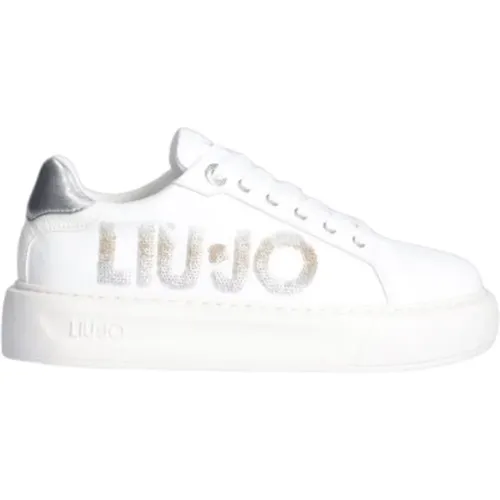 Weiße Pailletten Logo Flache Schuhe , Damen, Größe: 37 EU - Liu Jo - Modalova