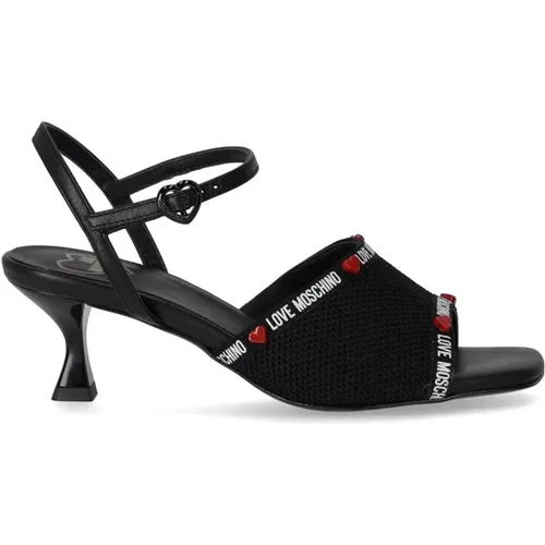 Schwarze Logo High Heel Sandale - Eleganter Stil - Love Moschino - Modalova