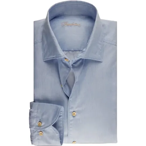 Linen Poplin Shirt with Cut Away Collar , male, Sizes: XL, L, 2XL, M - Stenströms - Modalova