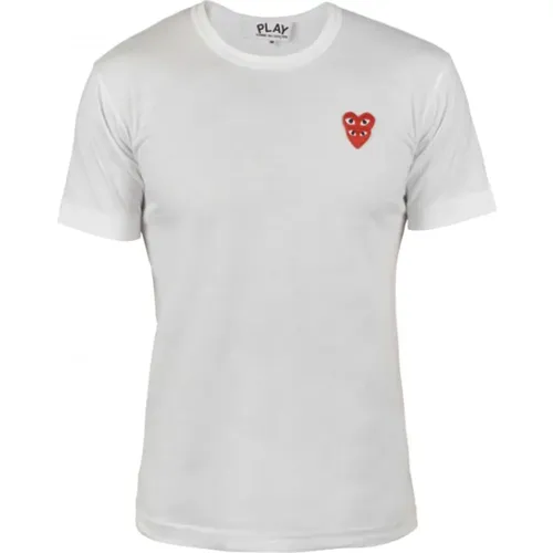 Weiße Baumwoll-Herz-Logo-T-Shirt , Herren, Größe: S - Comme des Garçons - Modalova