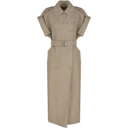 Linen Trench Coat Dress , female, Sizes: S - Max Mara - Modalova
