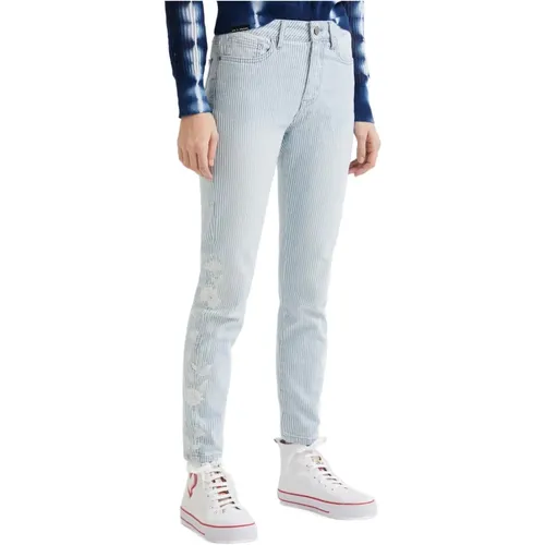 Blaue Damen Jeans mit Reißverschluss und Knopf , Damen, Größe: S - Desigual - Modalova