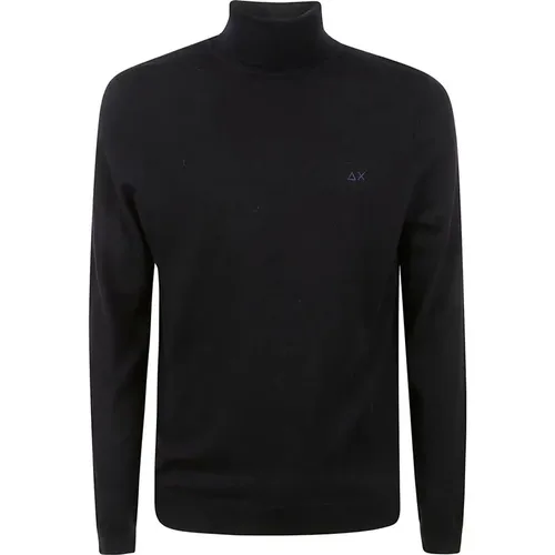 Schwarze Sweaters mit hohem Kragen , Herren, Größe: L - Sun68 - Modalova