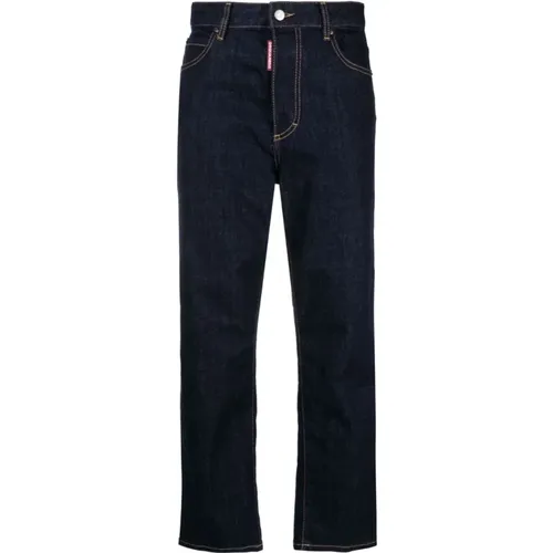 Gerade geschnittene Jeans mit Logo Patch - Dsquared2 - Modalova