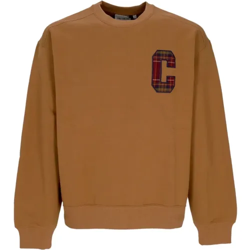 Brauner Crewneck Sweatshirt mit karierten Einsätzen - Carhartt WIP - Modalova