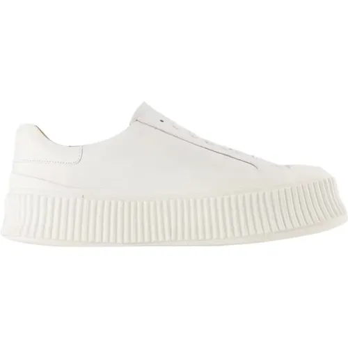 White Leather Sneakers - Round Toe , female, Sizes: 6 UK, 5 UK, 7 UK - Jil Sander - Modalova