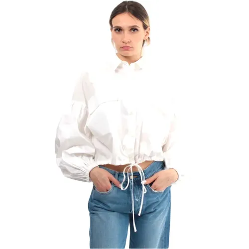 Weißes Hemd Klassischer Stil Seide Baumwolle , Damen, Größe: XS - Solotre - Modalova