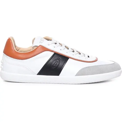 Leather Sneakers with Suede Inserts , male, Sizes: 6 UK - TOD'S - Modalova