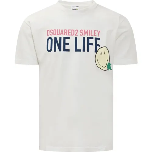 Smiley Print T-Shirt , male, Sizes: S, 2XL, M, L - Dsquared2 - Modalova