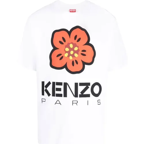 Floral Print Cotton T-shirt , male, Sizes: M - Kenzo - Modalova
