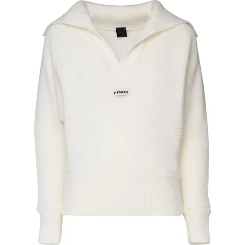 Weiße V-Ausschnitt Strickpullover , Damen, Größe: XS - pinko - Modalova