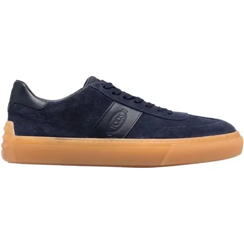 Navy Suede Low-Top Sneakers , male, Sizes: 11 UK, 7 UK, 12 1/2 UK, 10 UK, 8 1/2 UK, 7 1/2 UK, 11 1/2 UK, 9 1/2 UK, 9 UK, 6 UK, 8 UK - TOD'S - Modalova