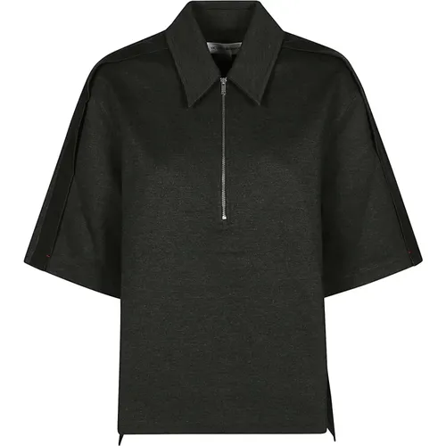 Zip Detail Polo Top - Victoria Beckham - Modalova