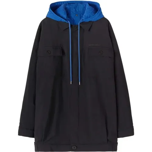 Bold Colour-Block Hooded Jacket , male, Sizes: L - Off White - Modalova