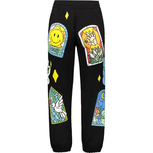 Smiley® Baumwoll-Track-Pants mit geprägtem Druck , Herren, Größe: XL - MARKET - Modalova