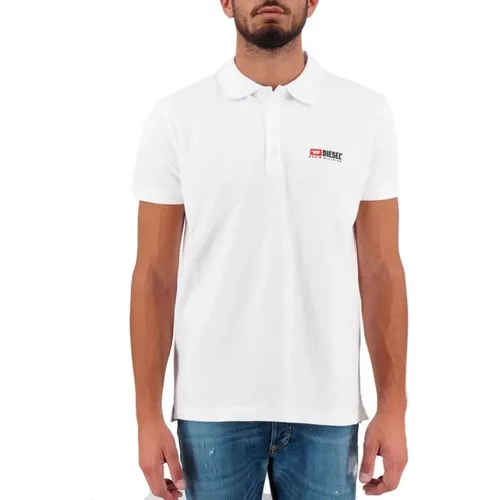 Baumwolle Weiß Polo Shirt Logo Kontrast , Herren, Größe: 2XL - Diesel - Modalova