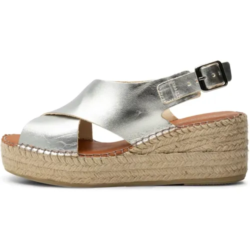 Silver Leather Wedge Sandals , female, Sizes: 5 UK, 7 UK, 4 UK - Shoe the Bear - Modalova