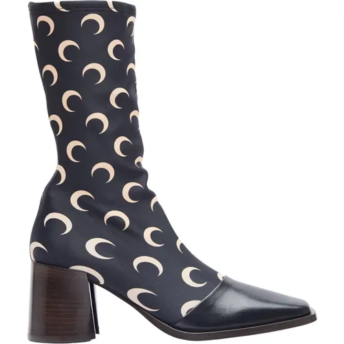 Graphic Print Moon Ankle Boots , female, Sizes: 5 UK, 4 UK - Marine Serre - Modalova