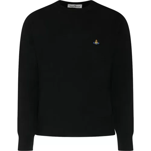 Navy Wool Orb Logo Jumper , male, Sizes: L, M - Vivienne Westwood - Modalova