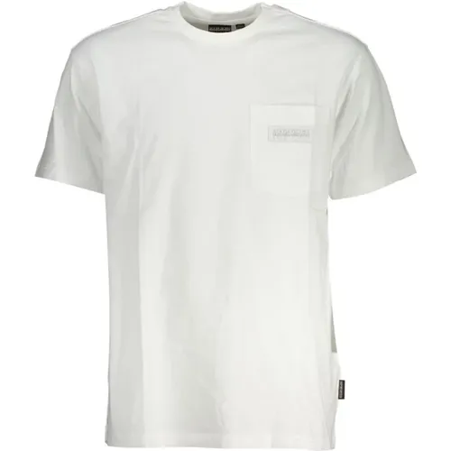 Weiße Baumwoll-Crew-Neck-T-Shirt-Logo , Herren, Größe: XL - Napapijri - Modalova