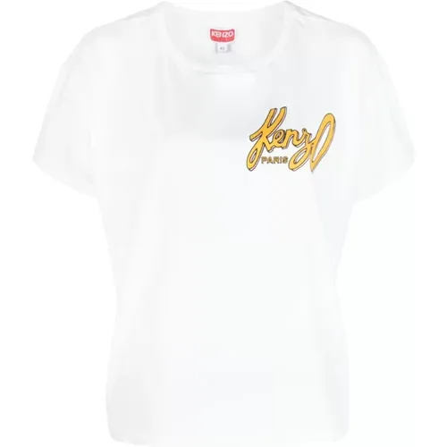 Logo-Print Baumwoll T-Shirt , Damen, Größe: S - Kenzo - Modalova