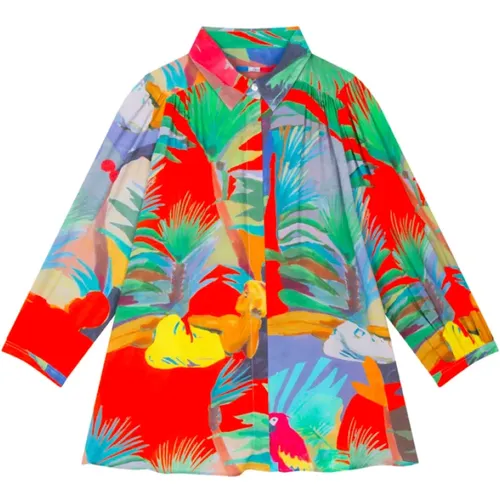Bluse mit tropischem Muster , Damen, Größe: L - G.Kero - Modalova