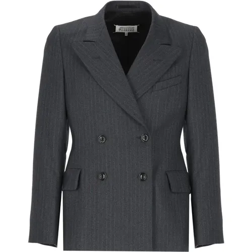 Blauer Woll-Doppelreiher-Blazer - Maison Margiela - Modalova