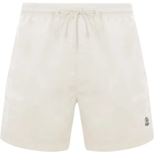 Ivory Nylon Bademode mit Logo-Stickerei , Herren, Größe: S - BRUNELLO CUCINELLI - Modalova