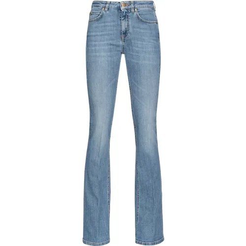 Flared Denim Jeans with Love Birds Embroidery , female, Sizes: W30, W26, W32, W31, W29, W28, W27 - pinko - Modalova