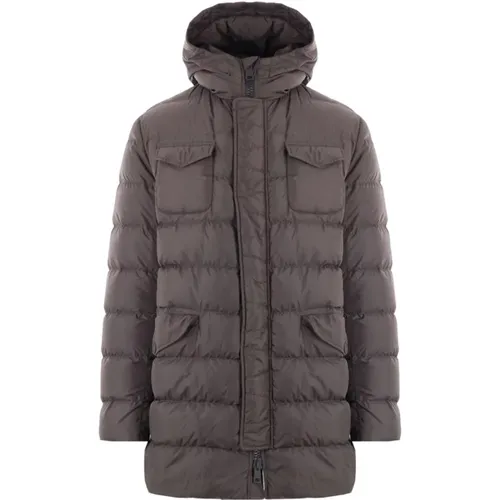 Grey Padded Goose Down Coat , male, Sizes: M, XS, S - Herno - Modalova