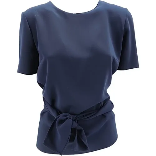 Blaues Knoten T-Shirt Damen Halbarm , Damen, Größe: M - P.a.r.o.s.h. - Modalova