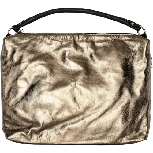Metallic Soft Shoulder Bag Dark Gold , female, Sizes: ONE SIZE - Btfcph - Modalova
