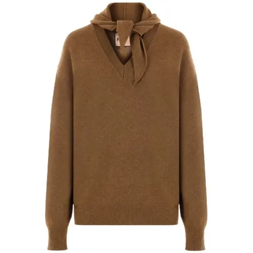 Wool Cashmere Sweater with Scarf , female, Sizes: XS, S - Plan C - Modalova