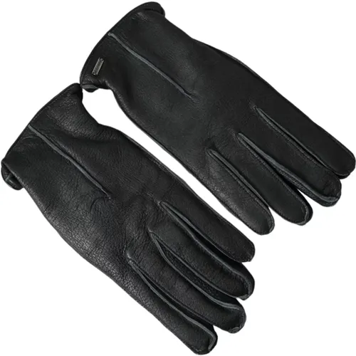 Schwarze Leder Biker Handschuhe , unisex, Größe: 8 1/2 IN - Dolce & Gabbana - Modalova