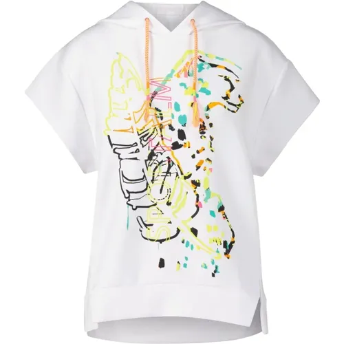 Kurzarm-Shirt mit Kapuze und Print , Damen, Größe: S - Sportalm - Modalova