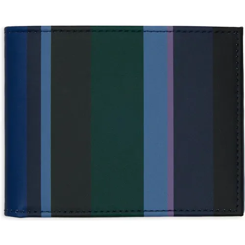 Blauer Leder Geldbeutel mit mehrfarbigen Streifen - Gallo - Modalova