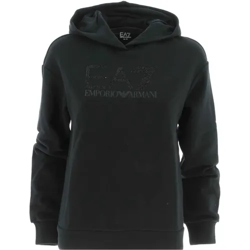 Women Sweatshirt with Rhinestones on Chest , female, Sizes: XS - Emporio Armani EA7 - Modalova