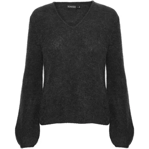 V-Neck Jumper with Puff Sleeves , female, Sizes: XS, M, L, 2XL, S - Soaked in Luxury - Modalova