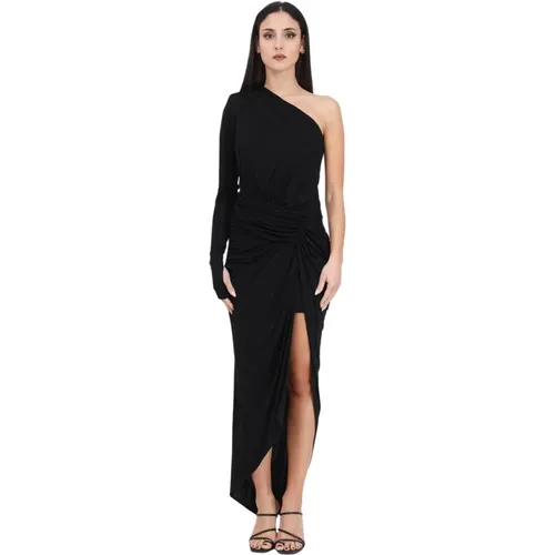Elegantes Schwarzes Langes Kleid mit Einem Schulter - pinko - Modalova