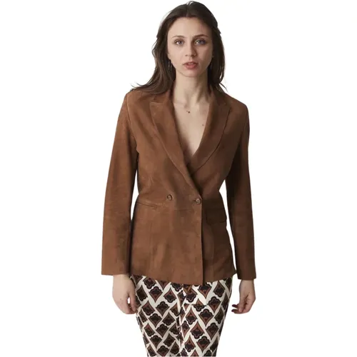 Suede Leather Jacket for Women , female, Sizes: L - Bully - Modalova