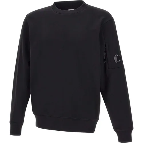 Schwarzer Baumwollpullover mit CP-Objektiv , Herren, Größe: M - C.P. Company - Modalova