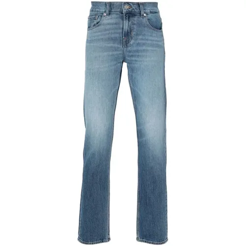 Hellblaue Slim Fit Denim Jeans , Herren, Größe: W30 - 7 For All Mankind - Modalova