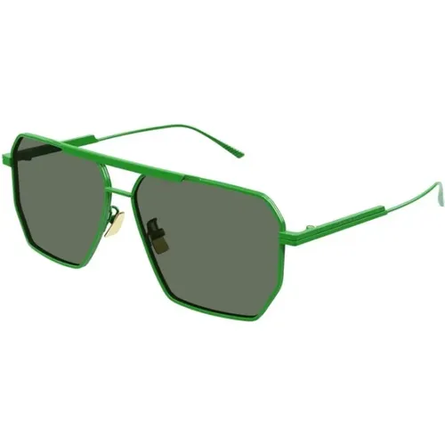 Grüne Sonnenbrille Bv1012S 006 , unisex, Größe: 60 MM - Bottega Veneta - Modalova