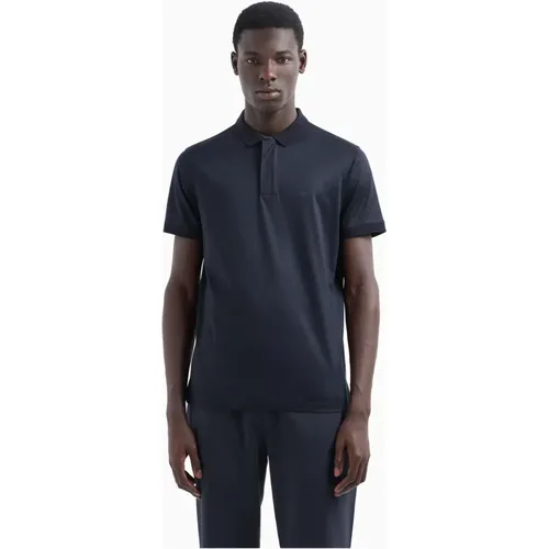 Dunkelblaues Polo-Shirt mit Logo-Details , Herren, Größe: 2XL - Emporio Armani - Modalova