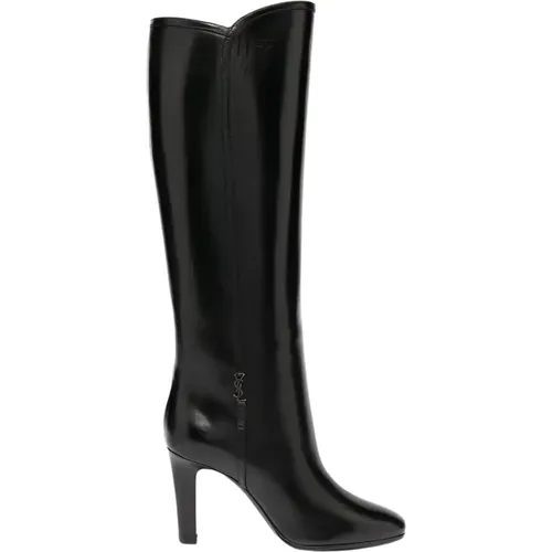 Jane Monogram Knee-High Leather Boots , female, Sizes: 4 UK, 6 UK, 5 UK - Saint Laurent - Modalova