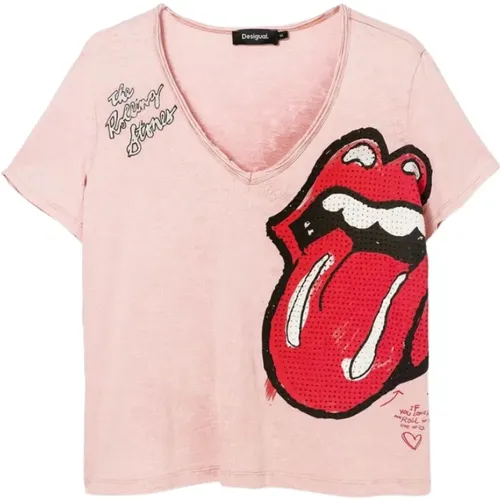 Rolling Stones T-shirt , female, Sizes: L, M - Desigual - Modalova