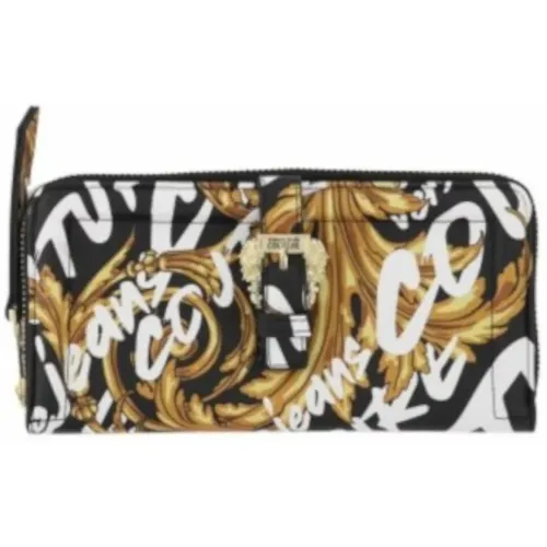 Black Logo Brush Couture Wallet , female, Sizes: ONE SIZE - Versace Jeans Couture - Modalova
