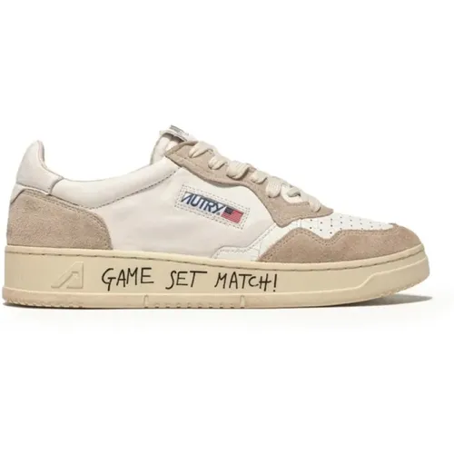 Combined Leather Sneakers with White Heel and Lettered Sole , male, Sizes: 6 UK, 10 UK - Autry - Modalova